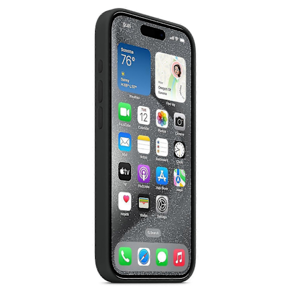 Silikon Telefondeksel for iPhone 15 Pro Kompatibel med MagSafe (FMY) Black iPhone 15 Pro