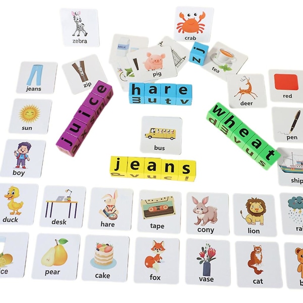 Trästavningsordsspel för barn tidigt pedagogisk leksak för barn att lära sig stavningsbokstavspussel för barn (FMY)
