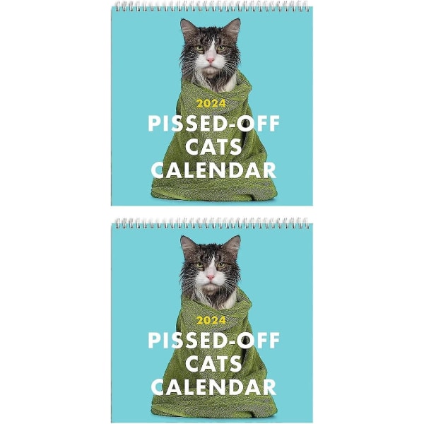 2024 Pissed-off Cats Kalender, Morsom Katt Veggkalender, 12 Måneder Kattkalender, Morsom Frekk Julegave Til Katt Elskere  (FMY) 2Pcs