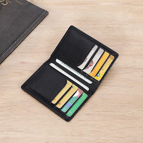 Ultraohut Uusi Nahkainen Korttipidin Miesille Ohut Taittuva Pankki- ja Luottokorttipidin Pieni Miesten Lompakko RFID-ID-Korttipidin (FMY) Black