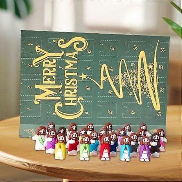 2024 Jesus Adventskalender 24 Mini Figurer Jesus Skulpturer til Børn Julegave (FMY) E