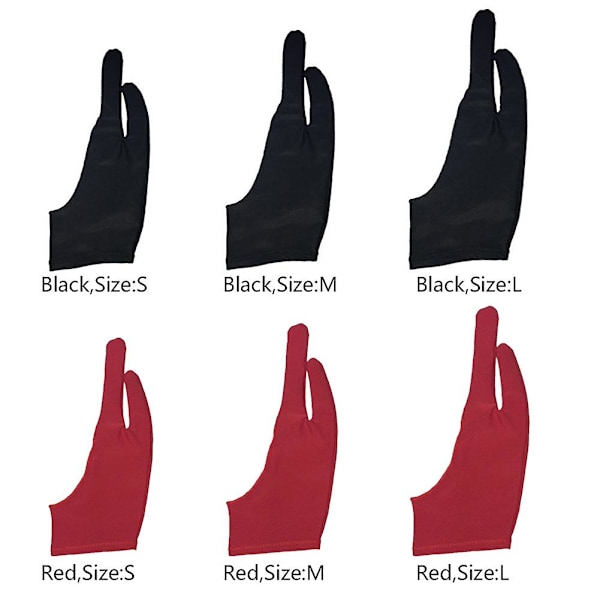 Til tegnetablet Kunstnerhandske Mænd Kvinder 2 Finger Reducer friktion Højre Venstre  (FMY) Red L
