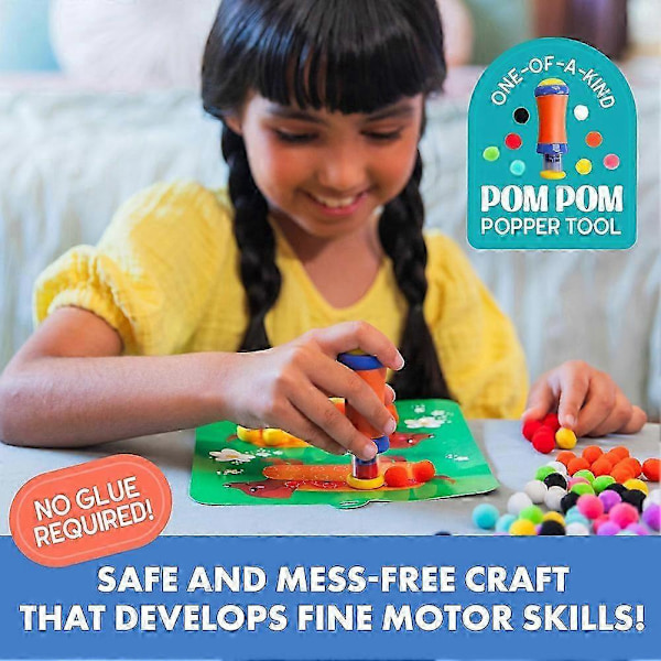 Flickpresenter Pom Pom Pysselset, Pom Pom Konstset & Pyssel, DIY Skolkonstprojekt Pysselleksak Födelsedag (FMY)