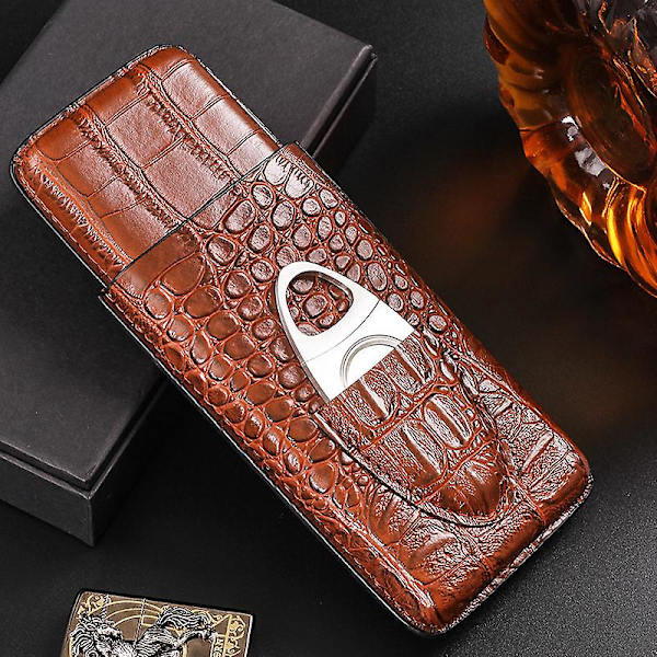 Læder Cigar Etui Bærbar Cigar Humidor Rejse Humidor Kasse (FMY)