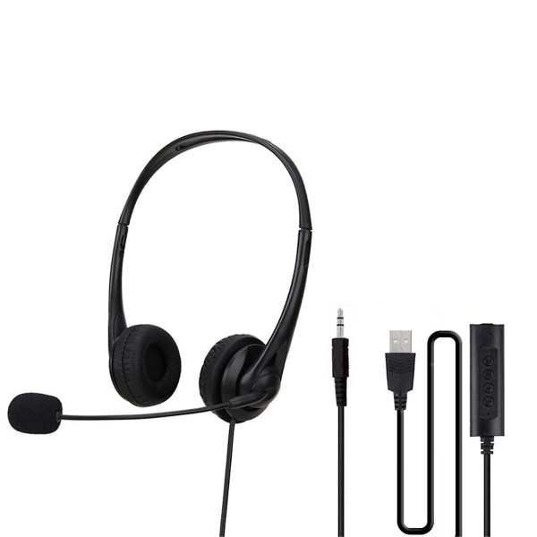 USB kuulokemikrofonilla, äänenvoimakkuuden säätimellä, online-konferenssien verkkotunneille, pelitietokonekuulokkeet (FMY)
