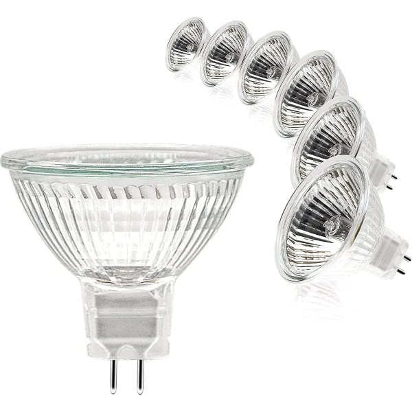 Mr16 spottilamppu, 12v 20w lamppu, Gu5.3 polttimo himmennettävä Mr16 hehkulamppu, 2 pin halogeenilamput Lämmin valkoinen 2700k Pack of 6 (FMY)