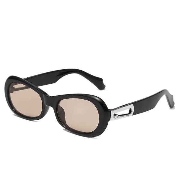 Små rektangulære solbriller kvinner retro briller Vintage Square Eyewear Solbriller med bred innfatning -svart og grå (FMY)
