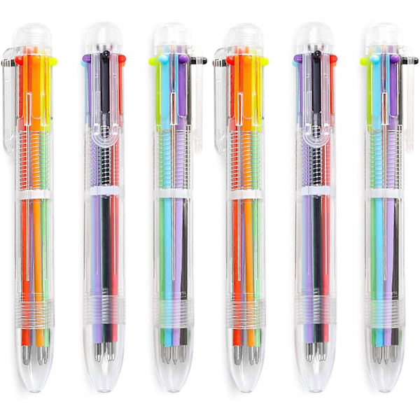 6 kpl 0,5 mm 6-in-1 monivärikynä 6 väriä Retractable kuulakärkikynät (6 kpl)  (FMY) Multicolored 5.5 inch