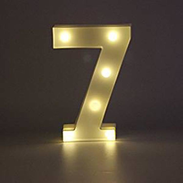 22cm LED Lysende Tal Hvide 0-9 Bryllup Fødselsdagsfest Batteridrevet Lampe (FMY) Number 7