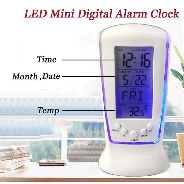 Led digital klocka Elektronisk väckarklocka Hembord Skrivbordsklocka med termometer snooze-funktion (FMY)