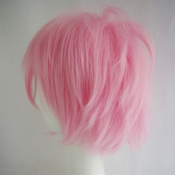 Wekity Unisex Anime Short Cosplay Wig With Bangs Heat Resistant Hair,pink,wz-1215  (FMY)