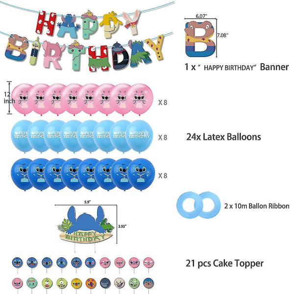 Star Baby Stitch -teema Syntymäpäiväjuhlakoristelu Stitch Lasten syntymäpäivän ilmapallo set (FMY)