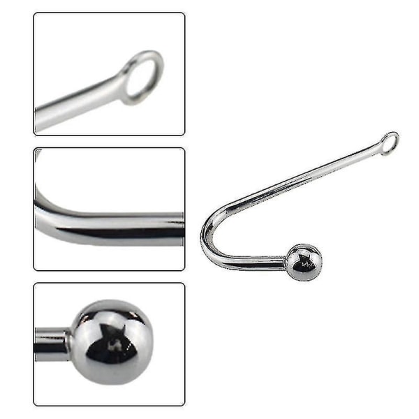 Sexuell hälsa för vuxna metall rostfritt stål anal krok par bakgård leksaker, silver; 25*3 cm; 304 högkvalitativt rostfritt stål (FMY)