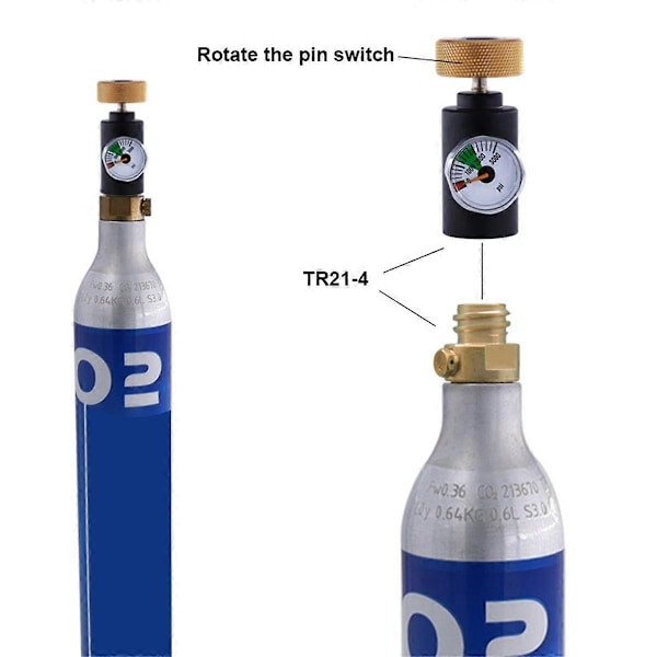 Inflasjonsadapter for CO2 CO2-sylinder med TR21-4 hann-gjenge Maker Valve Refill Tilbehør med (FMY) As Shown