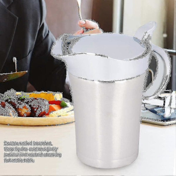 Dobbeltisoleret Sovsekande med Hængslet Låg, Ideel Gravybåd i Rustfrit Stål (750 ml) (FMY)