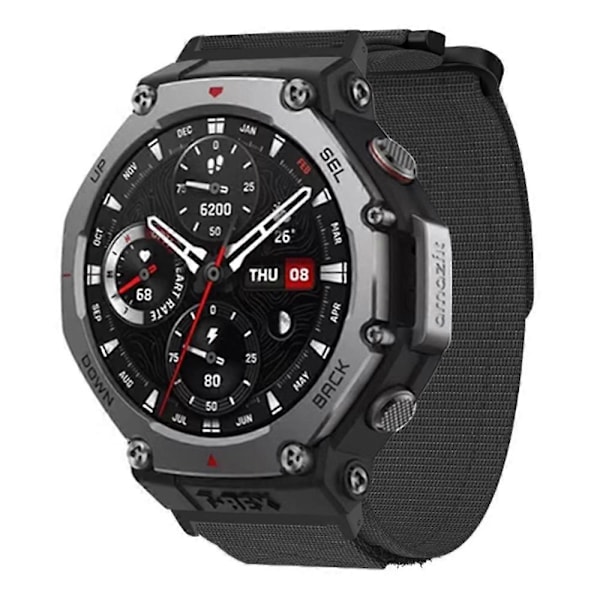 För Huami Amazfit T-Rex 3 Utomhusklätterklocka Armband Magisk Tejp Andningsbart Nylonband med Anslutning (FMY) Black