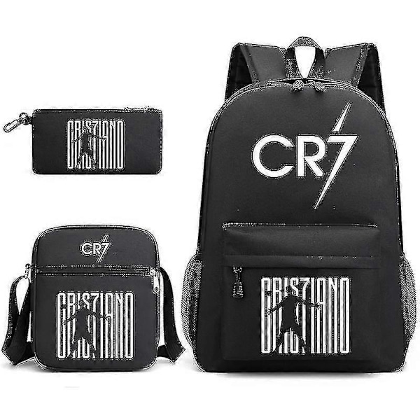 Mode Cr7 Ryggsäck Ny Studentkapacitet Skolväska Bokväska Reseväska #svart (FMY) Only satchel