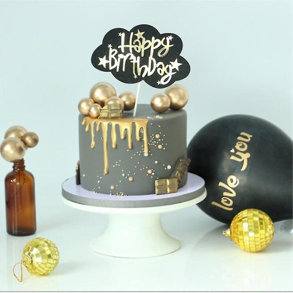 5kpl/erä Lovely Gold Silver Ball Cake Topper Birthday Cup -kakkukoristeet Baby Shower -lasten syntymäpäivä (FMY)