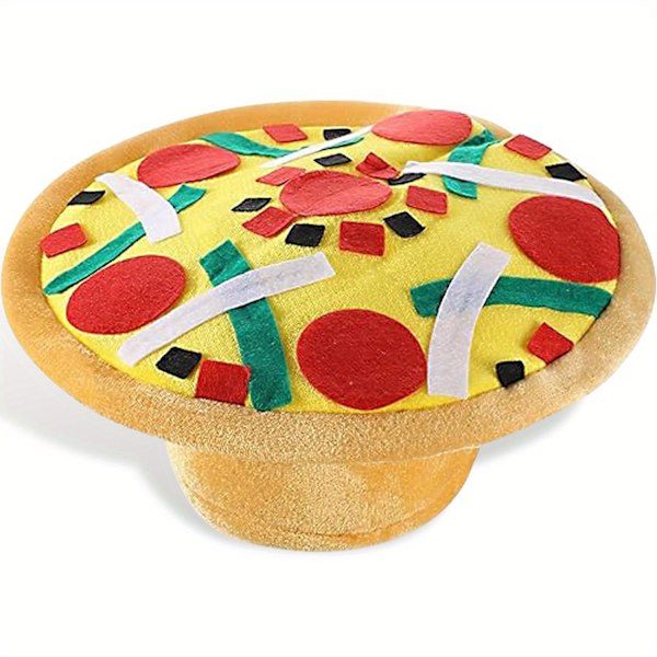 Rolig Pizzahatt för Vuxna - Perfekt för Halloween & Julpartyn, One Size Fits Most, Hållbar Poly-Bomullsblend (FMY) Pizza Hat-1pcs
