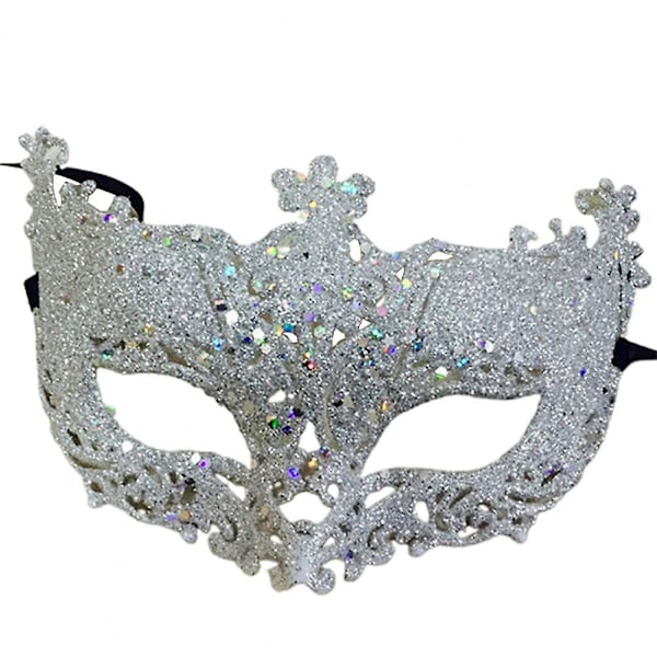 Halloween Kvinder Mode Cosplay Øjenmasker Maskerade Karneval Fancy Mardi Skinnende Bånd Julefest Kvinder Ansigtsmasker (FMY) Silver