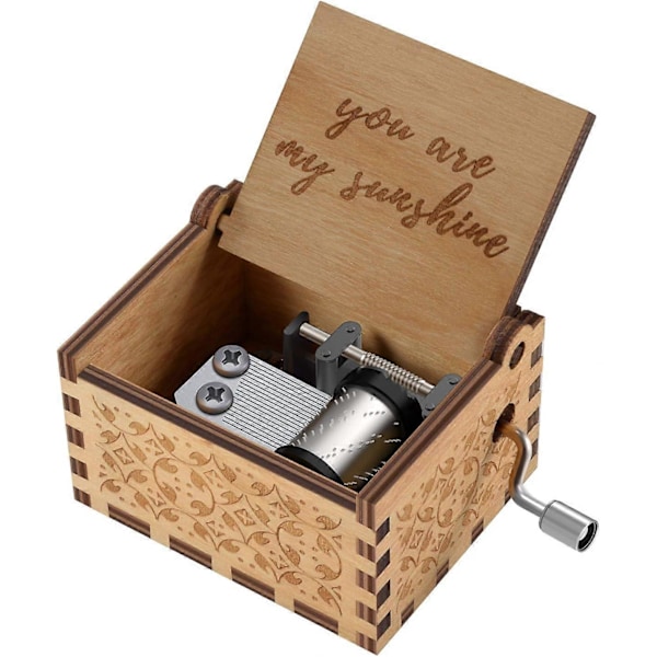 \"You are My Sunshine\" -puinen soittorasia, laserkaiverrettu vintage-tyylinen puinen \"You are My Sunshine\" -musiikkilaatikko lahjaksi syntymäpäivänä/jouluna/ystävänpäivänä (You a  (FMY)