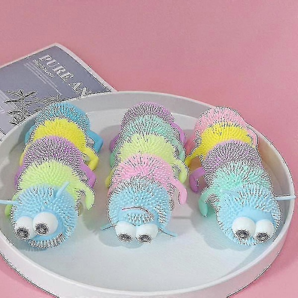 Caterpillar Squish Leksak Luminous Färgglad Stressreducerande Leksaker För Barn Kawaii Hand Stress Relief Söta Sensoriska Stretch Leksaker  (FMY)
