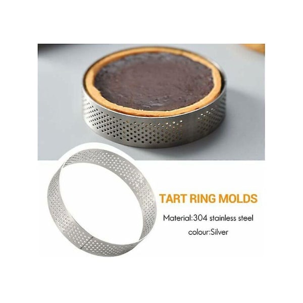 Porøs terte-ring med rund bunn terte kakeform bakeverktøy Varmebestandig perforert kakemousse-ring, 5 stk (8 cm (rund) (FMY)