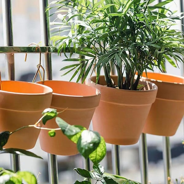 Blomkruka Hållare Fäste Klämma Vägghängande Blomkruka Stativ Fästen Trädgårdsartiklar För Inomhus Utomhus (FMY) Silver 5 Packs