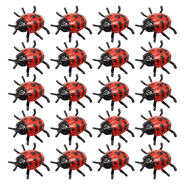 25 kpl PVC-simuloitu leppäkerttu malli, temppu pelottava lelu, simuloitu pieni hyönteinen (FMY) Red 4.00X3.50X1.00CM