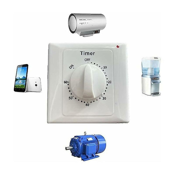 AC 220V Højtydende Pump Timer Switch Elektronisk Kontrol Mekanisk Nedtællings Stik Tidsafbryder-60min  (FMY)