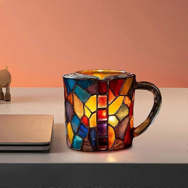 3D Målad Bokformad Kaffemugg 400 ml Nyhet Unik Färgglad Glasmugg-B (FMY) B