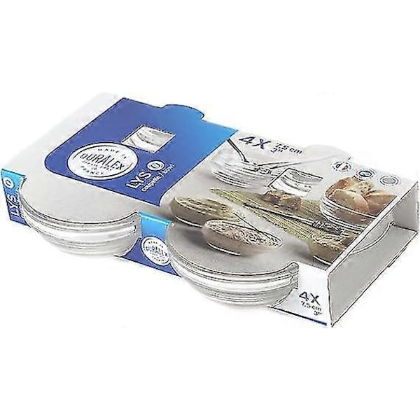 Duralex Sett med 4 Lys Runde Stableboller 7,5 cm Selskaper Grillmat Desserter Miksing Dipp - På Lager (FMY)