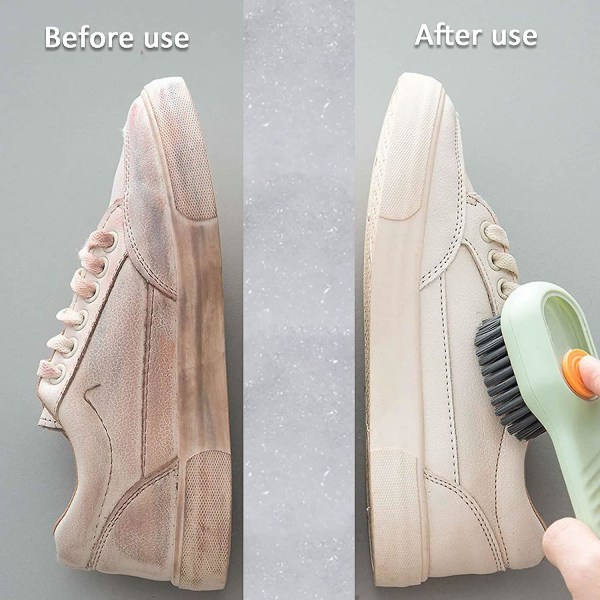 Kotitalouksien kenkäharja pehmeillä harjaksilla Monikäyttöinen pitkä kahva ja nestelaatikko Automaattinen kengänvaatteiden puhdistusharja (vihreä) (FMY)