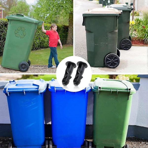 3 par Hjulbehållarlock Gångjärnstappar, 67 mm x 31 mm Svart Plast Passar för 240L Hushålls Hjulbehållare (FMY)