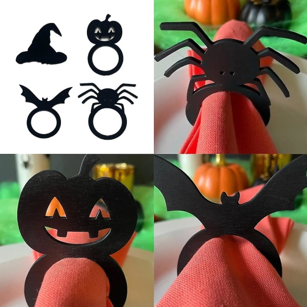 Unique Halloween Pumpkin/bat/spiders Shape Napkin Holder Witch Hat Napkin Rings Decorative Napkin Rings For Halloween  (FMY)