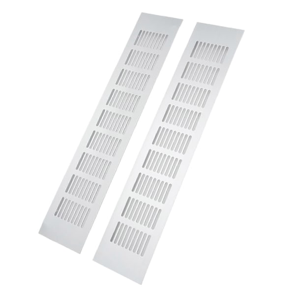 2 stk. Luftventilationsgitter Aluminiumlegering Rektangulær Ventilationsplade til Skab Skoskab Garderobe 80x400mm (FMY)
