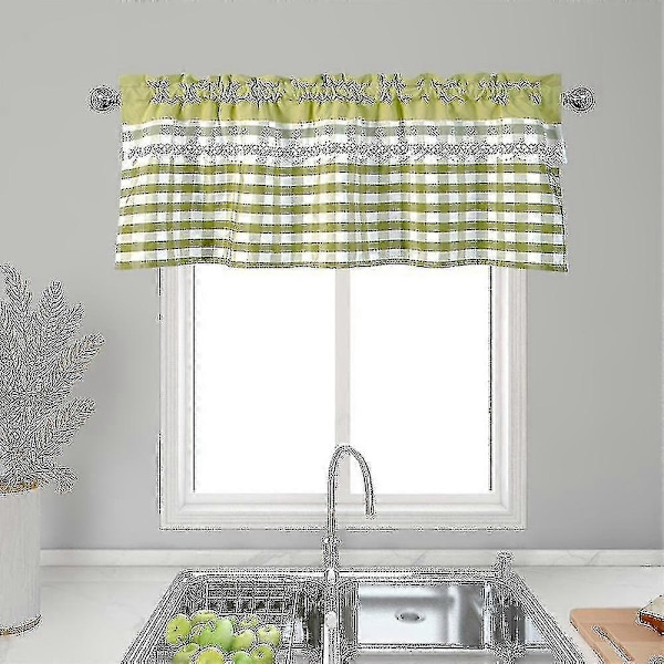 Kjøkkengardiner Dekor Vindusgardin Luksus Kafékappa Toppgardiner (FMY) Yellow Green 74cmx61cm