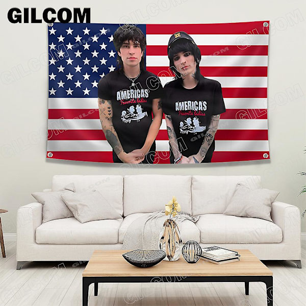 Jake och Johnnie Flagg Affisch The TINAS Polyester Tryckt med Mässingsöljetter Gobeläng Banner för Vägg Rum Heminredning  (FMY) as the picture22996 60 x 90cm