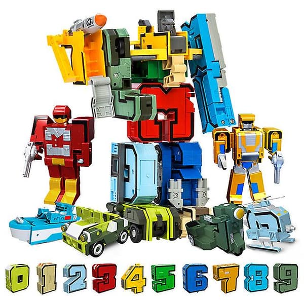 DIY Kreativ Utdanningsblokker Montering Actionfigur Transformasjon Nummer Deformasjon Robot Leke For Barn (FMY) 10 PCS