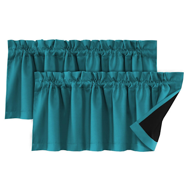 2 stk Gardin Topp Dekor Lysblokkerende Moderne Elegant Ensfarget Svart Belegg Stue Soverom Vindu Topp Deksel Hjemmetilbehør Kaesi (FMY) Lake Blue