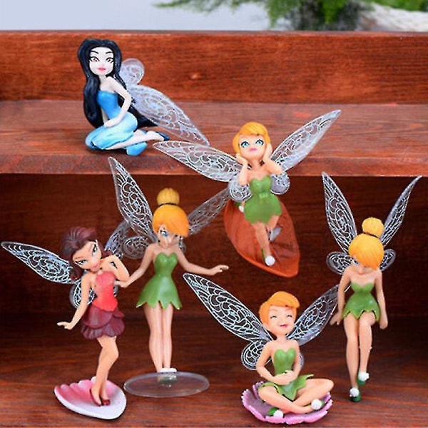 6 stk. Blomst Pixie Fly Ving Have Ornament Hjem Dekoration (FMY)