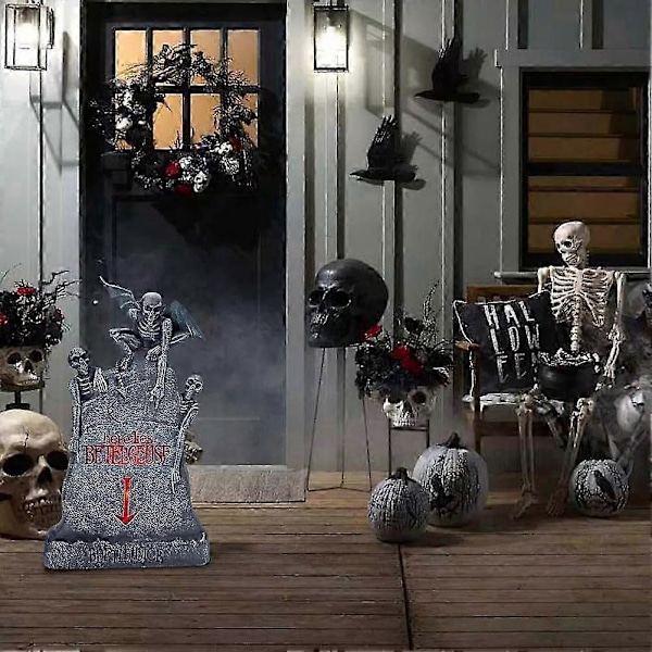 Beetlejuice LED Här Ligger Beetlejuice Gravhäll Halloween Dekoration Officiellt (FMY)
