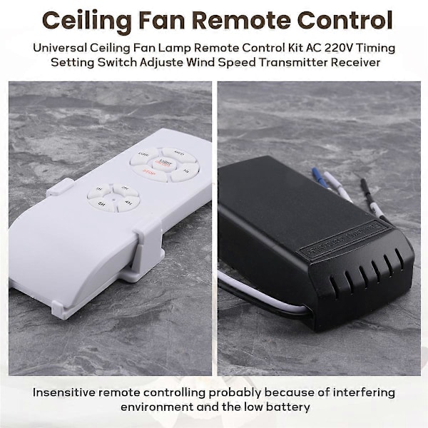 Universelt fjernkontrollsett for takviftelampe, tidsinnstilling, bryter, justerbar vindhastighet, sender R (FMY) white  black 220V