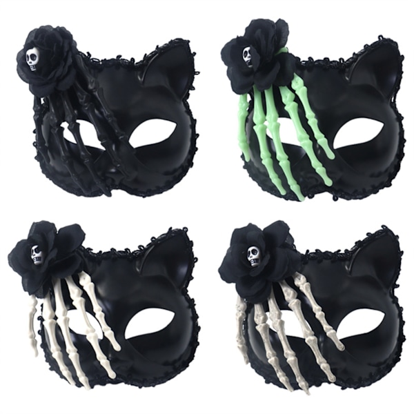Halloween-Kattdräkt för Cosplay med Ros-Skelett Händer för Fest (FMY) Gray 7.09inch x 6.3inch