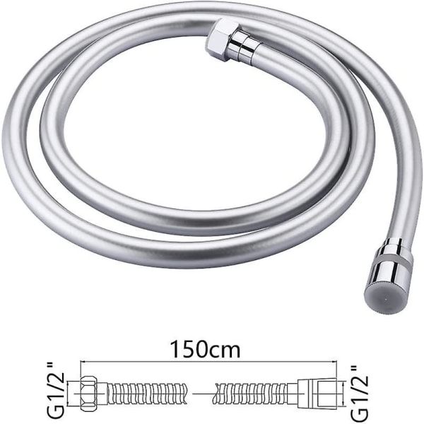 Universal Bruseslange (g1/2 tommer, 1,5 m), Anti-twist og Anti-kink Bruseslange, PVC/hvid