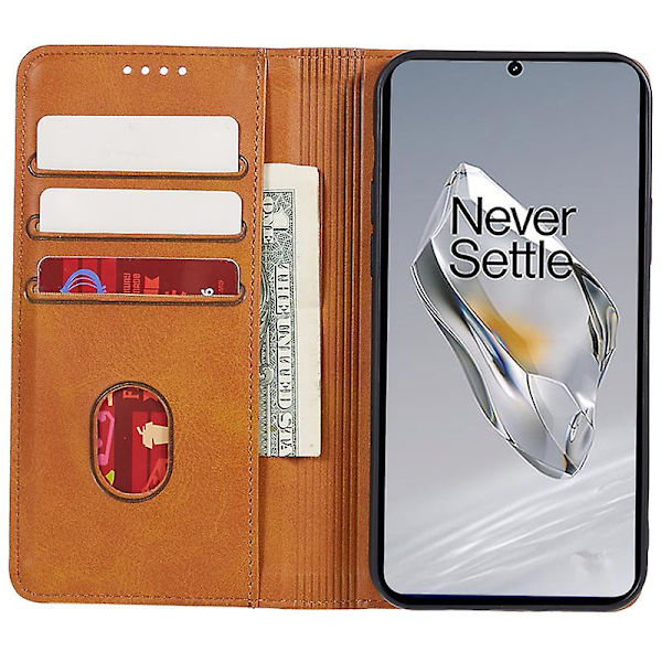 För OnePlus Nord CE4 5G Fodral PU Läder Plånboksfodral Kalvstruktur Telefonskal med Magnetlås  (FMY) Khaki