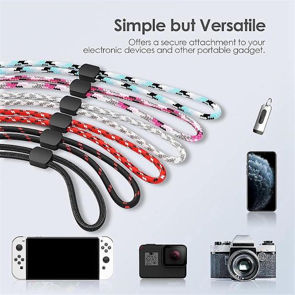 Håndleddsstropp Lanyard, 6-pakning Justerbar Fargerik Nylon Håndleddsstropp, Kamera, Nøkler, Nøkkelring, Telefon, C  (FMY)
