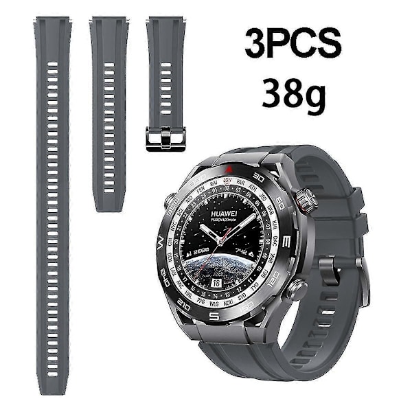 Silikonarmband för Huawei Watch Ultimate 3st Längre Modell (FMY) Dark Grey