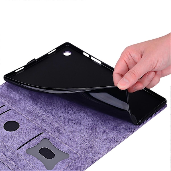 Til Lenovo Tab M11 Plus/ Tab K11 Plus Etui Læder Stand Tablet Cover Blomst Kat Kort Slots (FMY) Purple