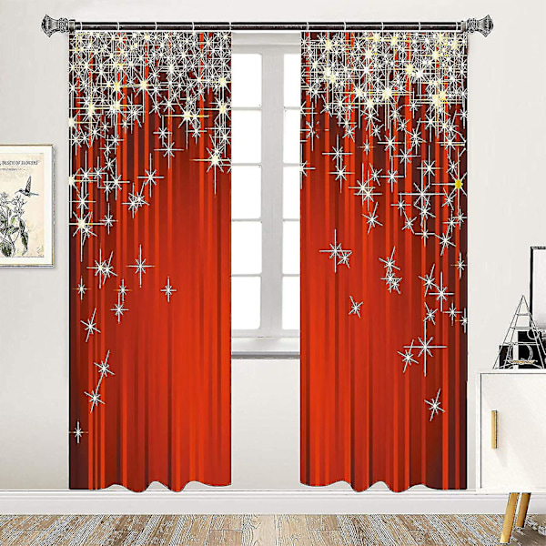 Julgardin Set Julgardiner Transparent Gardiner Tvättade Mörkläggningsgardiner För Vardagsrum Sovrum Dörr Fönster W70 * L100cm 2st (re  (FMY)